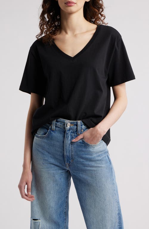 Treasure & Bond Relaxed Scoop Neck Cotton T-shirt In Black