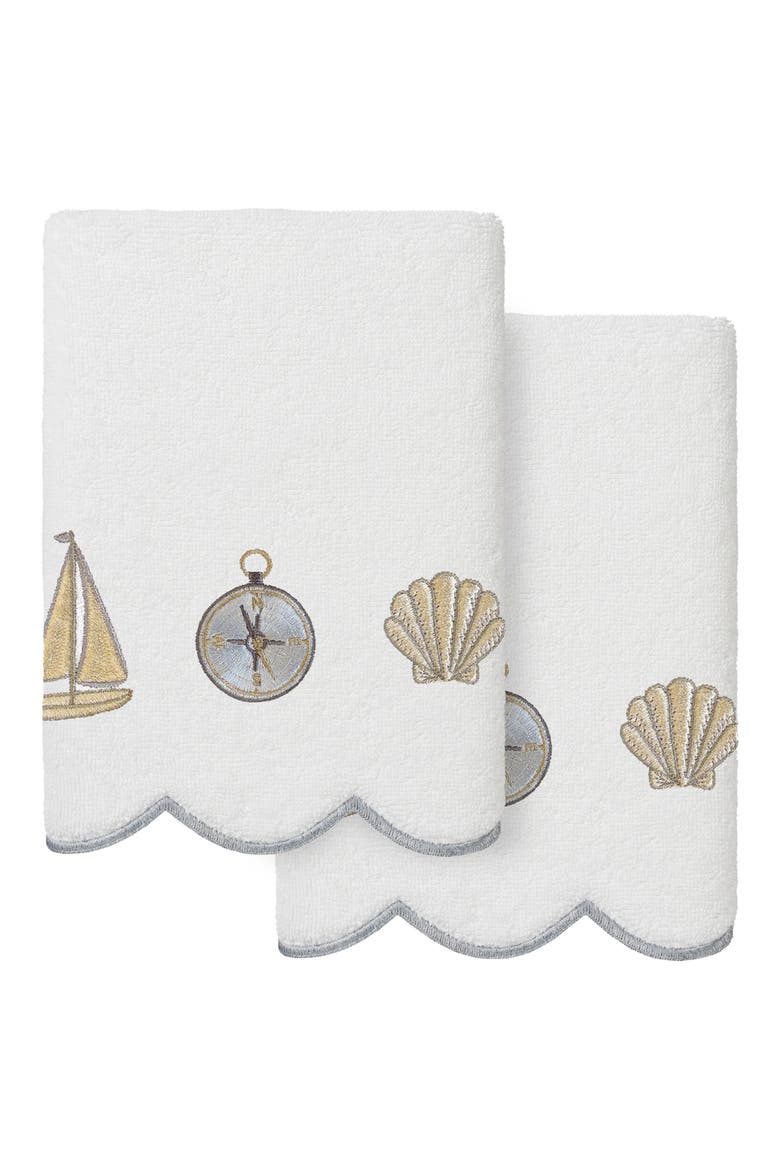 Seajoy Scallop Set of 2 Bath Towels, Main, color, WHITE/ GRAY
