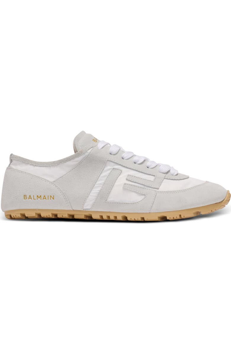 Balmain Racer 45 trainers in lambskin and suede, Alternate, color, White