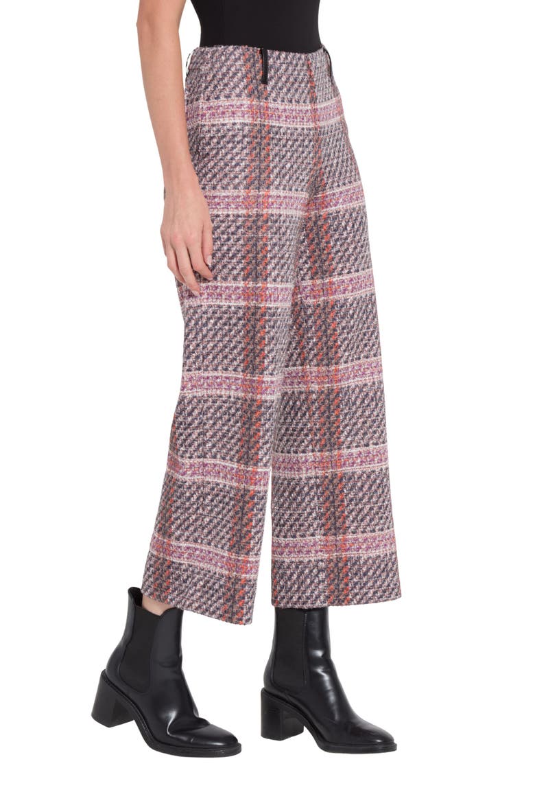 Romina High Waist Crop Wide Leg Pants, Alternate, color, ROUGE PLAID