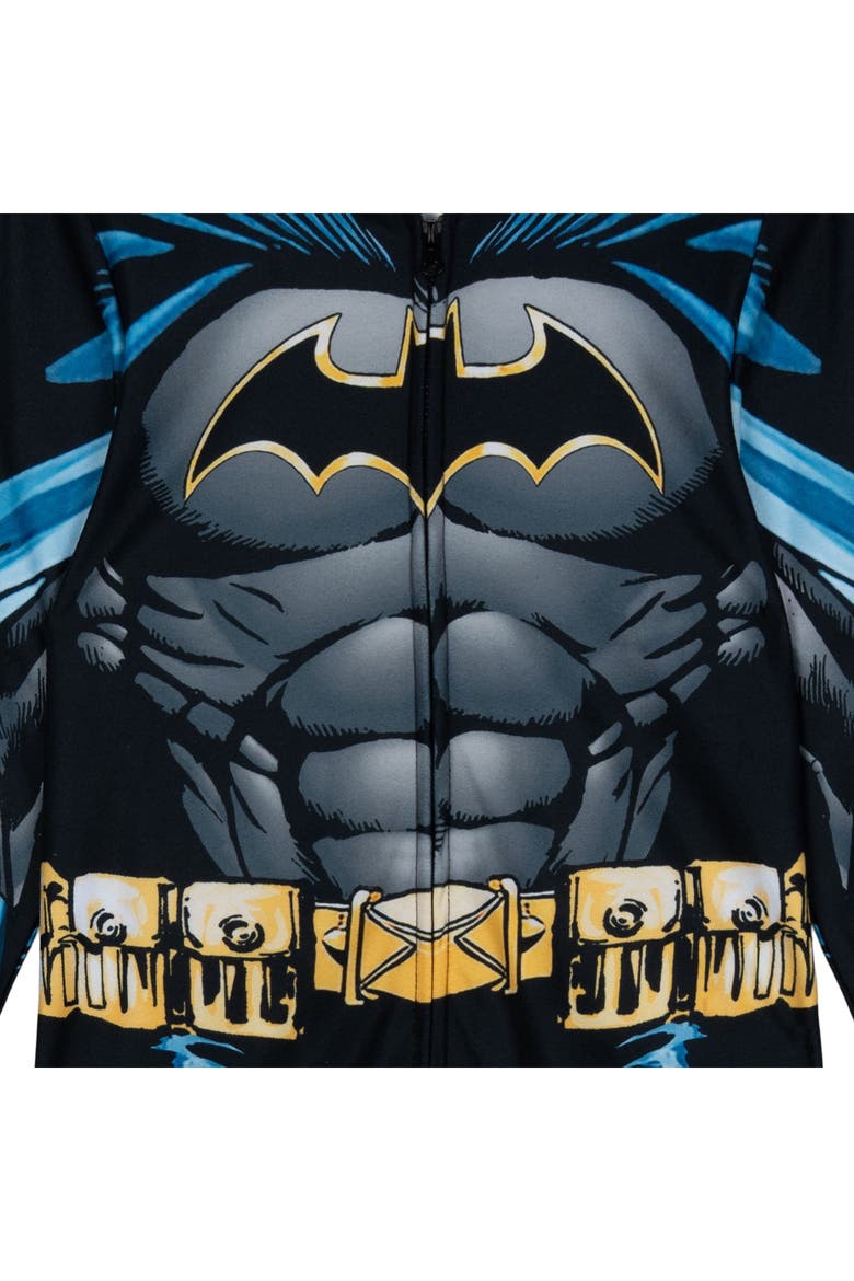 Justice League Batman Hooded One Piece Pajama, Alternate, color, Batman Black