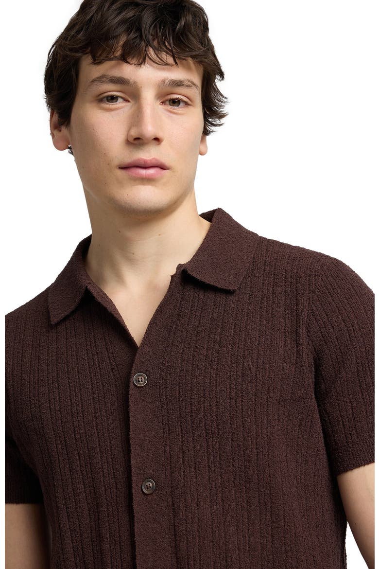 Boucle Rib Button Up Shirt, Alternate, color, Espresso