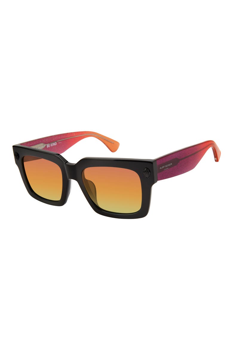 50mm Small Square Sunglasses, Alternate, color, BLACK/ RAINBOW