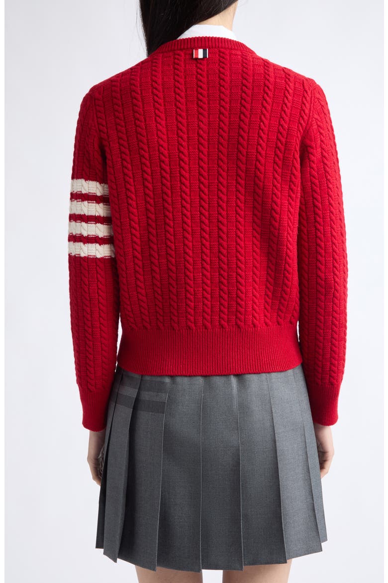 4-Bar Anchor Intarsia Cable Stitch Wool Sweater, Alternate, color, RED