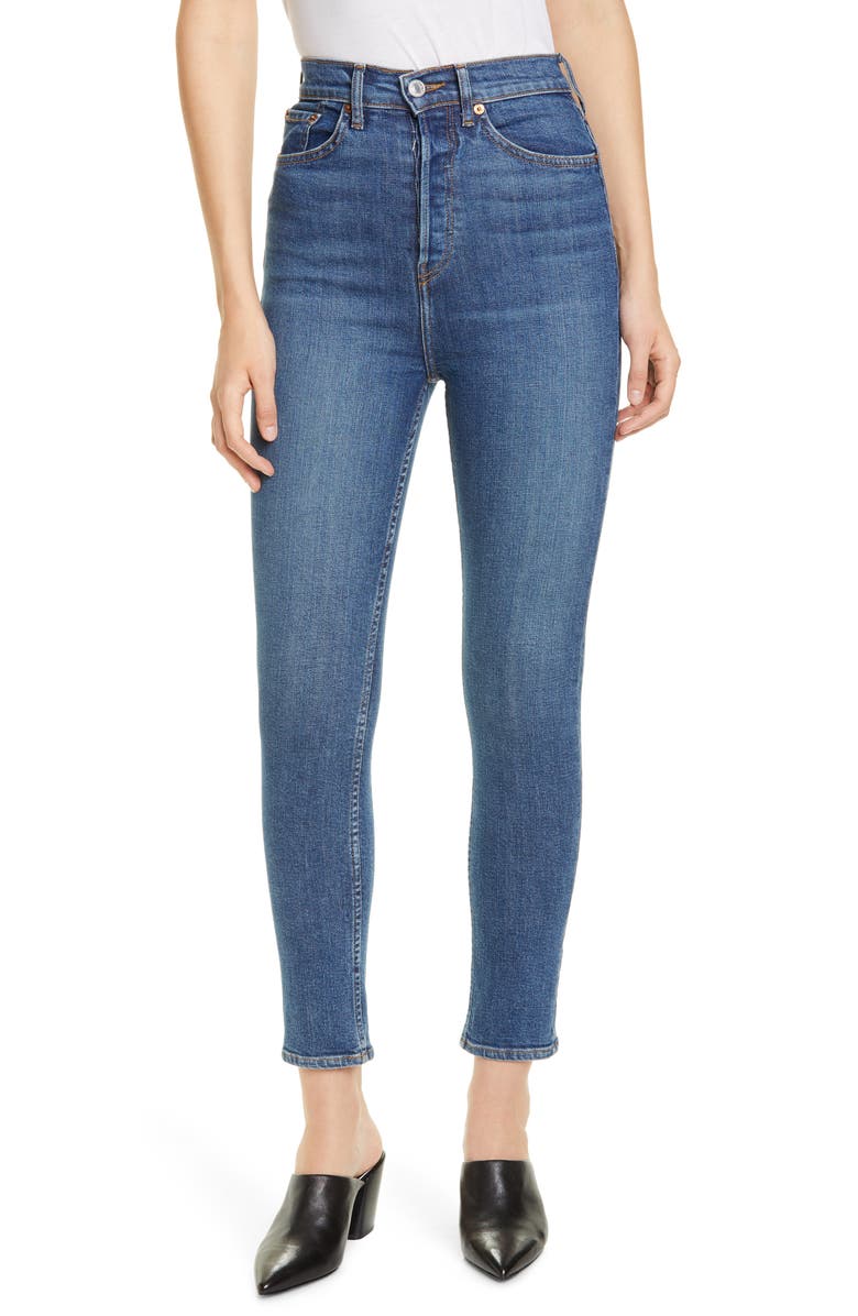 Re/Done Ultra High Rise Ankle Skinny Jeans, Main, color,