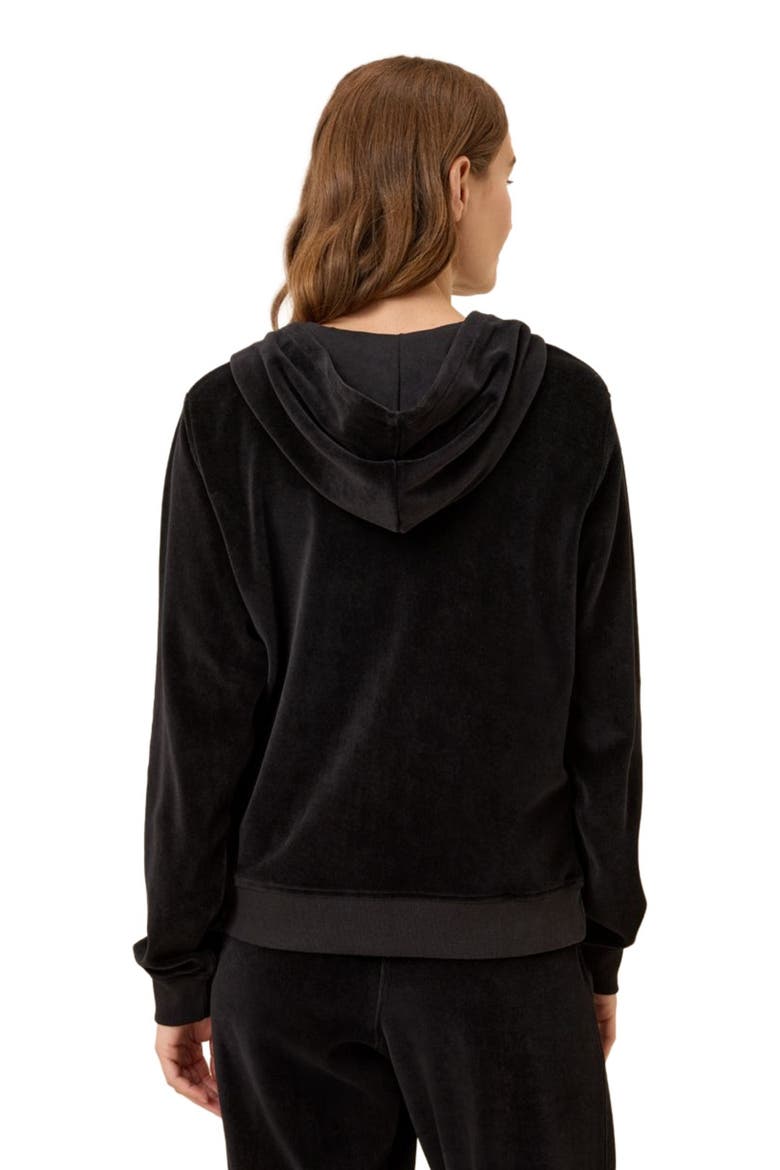 Organic Cotton Pure Velour Zip Hoodie, Alternate, color, Black