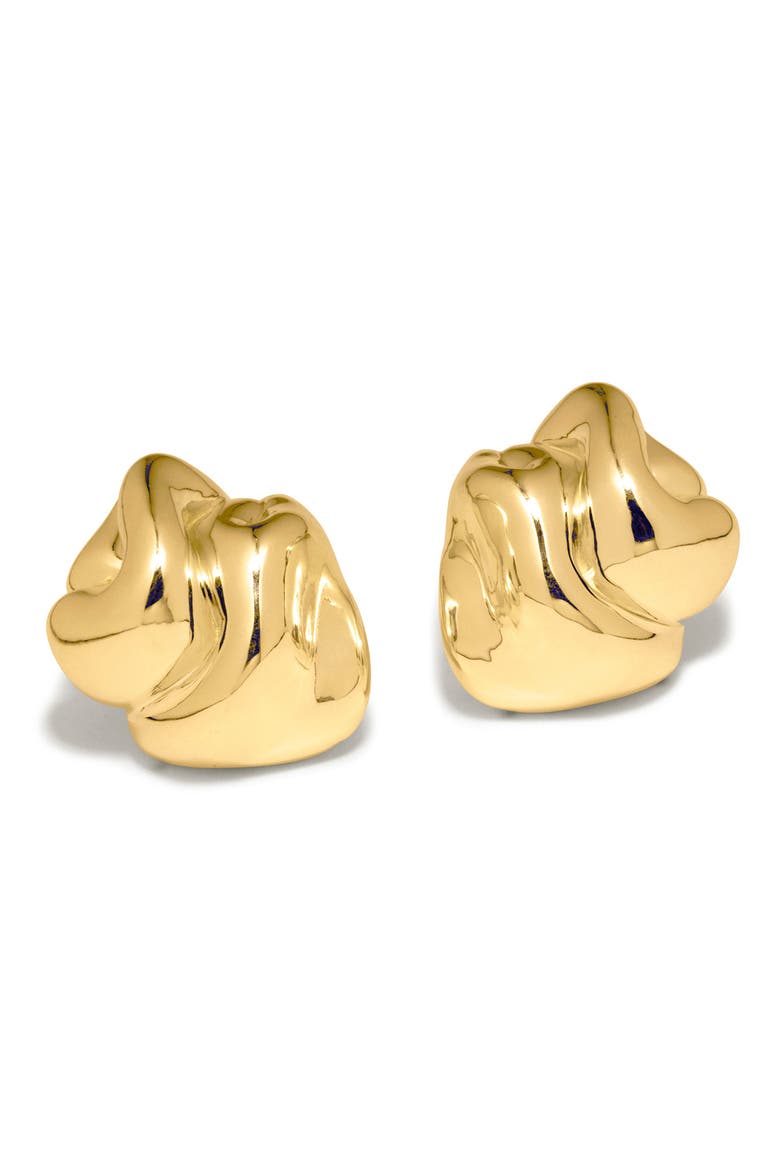 Sculptural Inflated Stud Earrings, Alternate, color, 18CT GOLD PLATED
