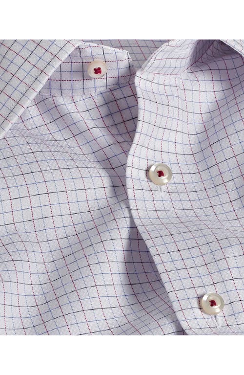 David Donahue Regular Fit Dobby Tattersall Check Dress Shirt In White/berry