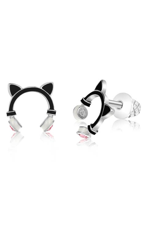 Kids' Cat Ear Headphone Stud Earrings (Kids)