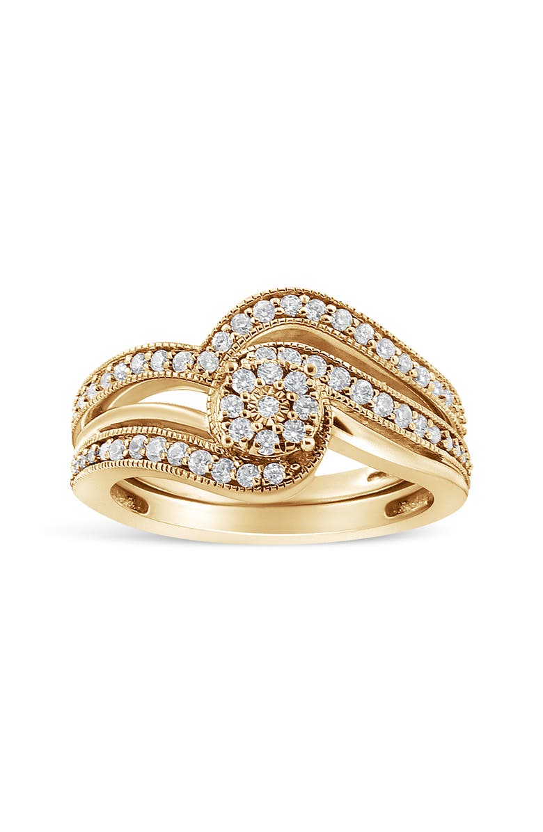 Haus of Brilliance Silver 1/3 Cttw Multi-Diamond Bridal Set Ring and Band, Main, color, Yellow