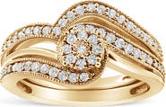 Haus of Brilliance Silver 1/3 Cttw Multi-Diamond Bridal Set Ring and Band
