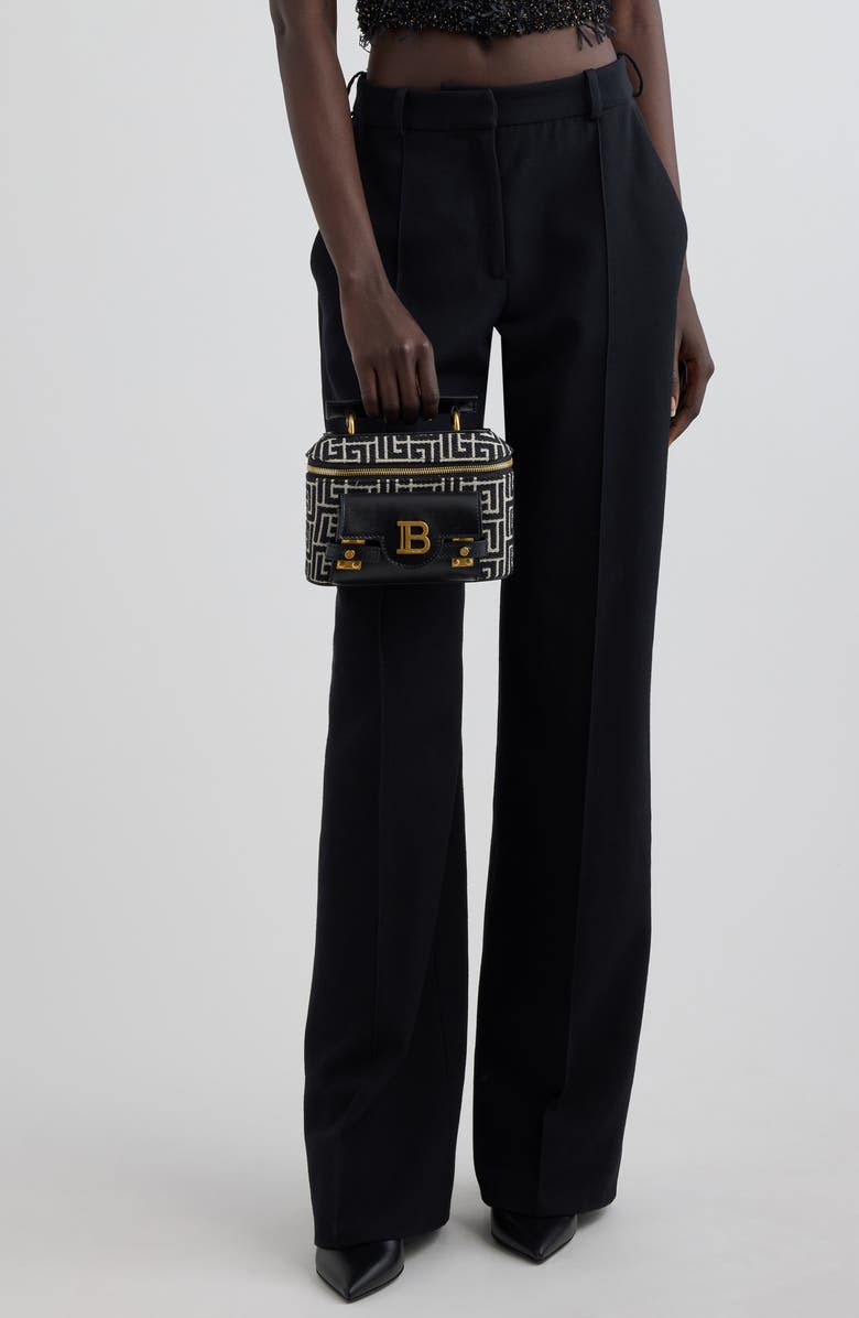 Balmain B-Buzz Monogram Canvas & Leather Vanity Crossbody Bag, Alternate, color,