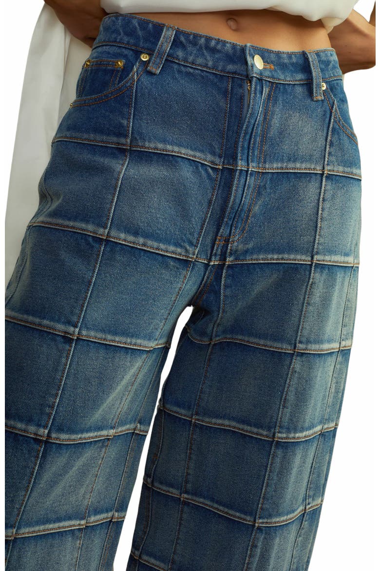 Windowpane Wide-Leg Jeans, Alternate, color, LIGHT WASH