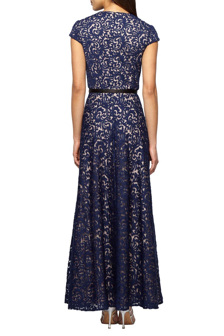 Embroidered Gown, Alternate, color, NAVY/ NUDE