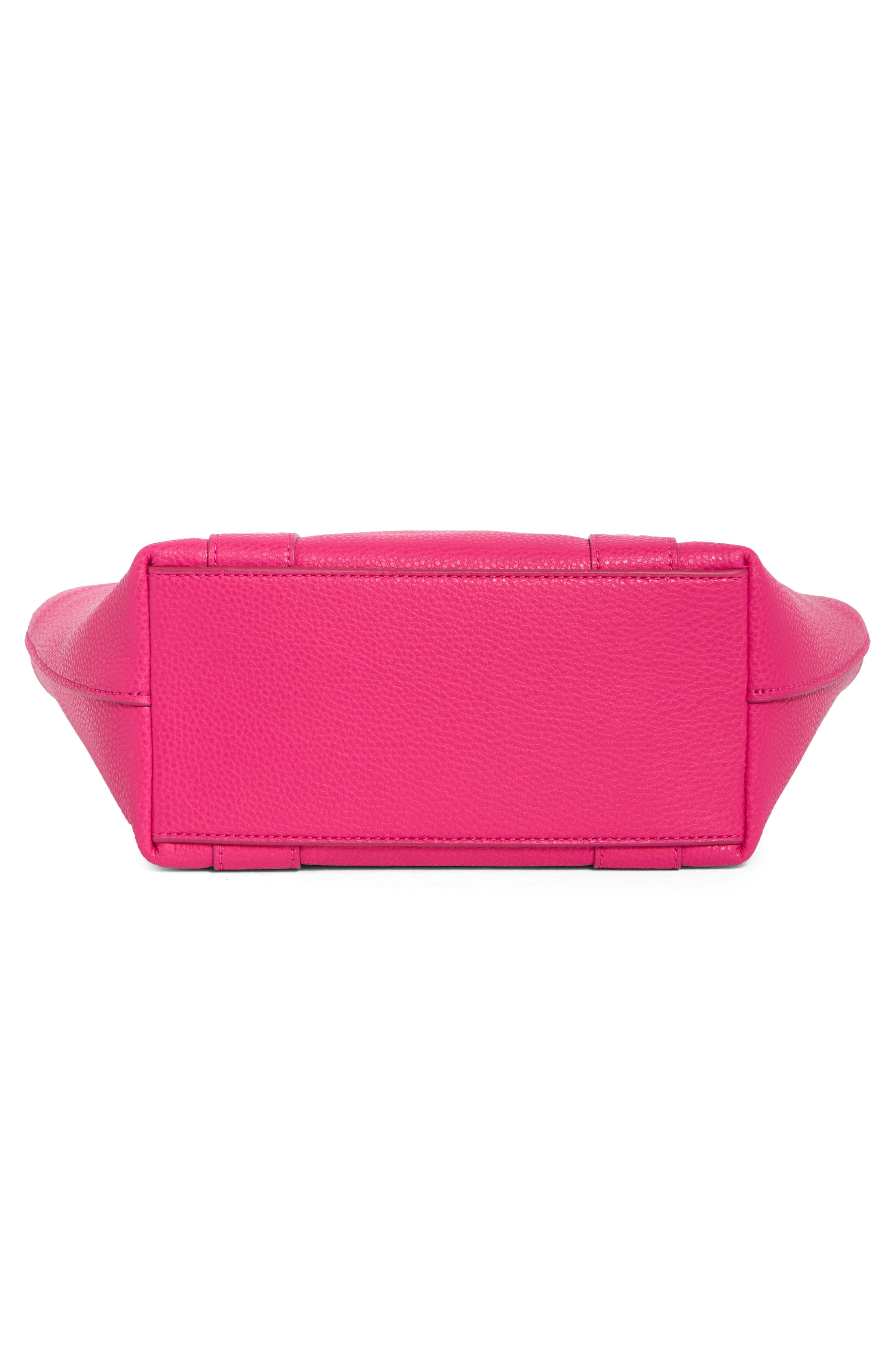 The Leather Small Tote Bag, Alternate, color, HOT PINK