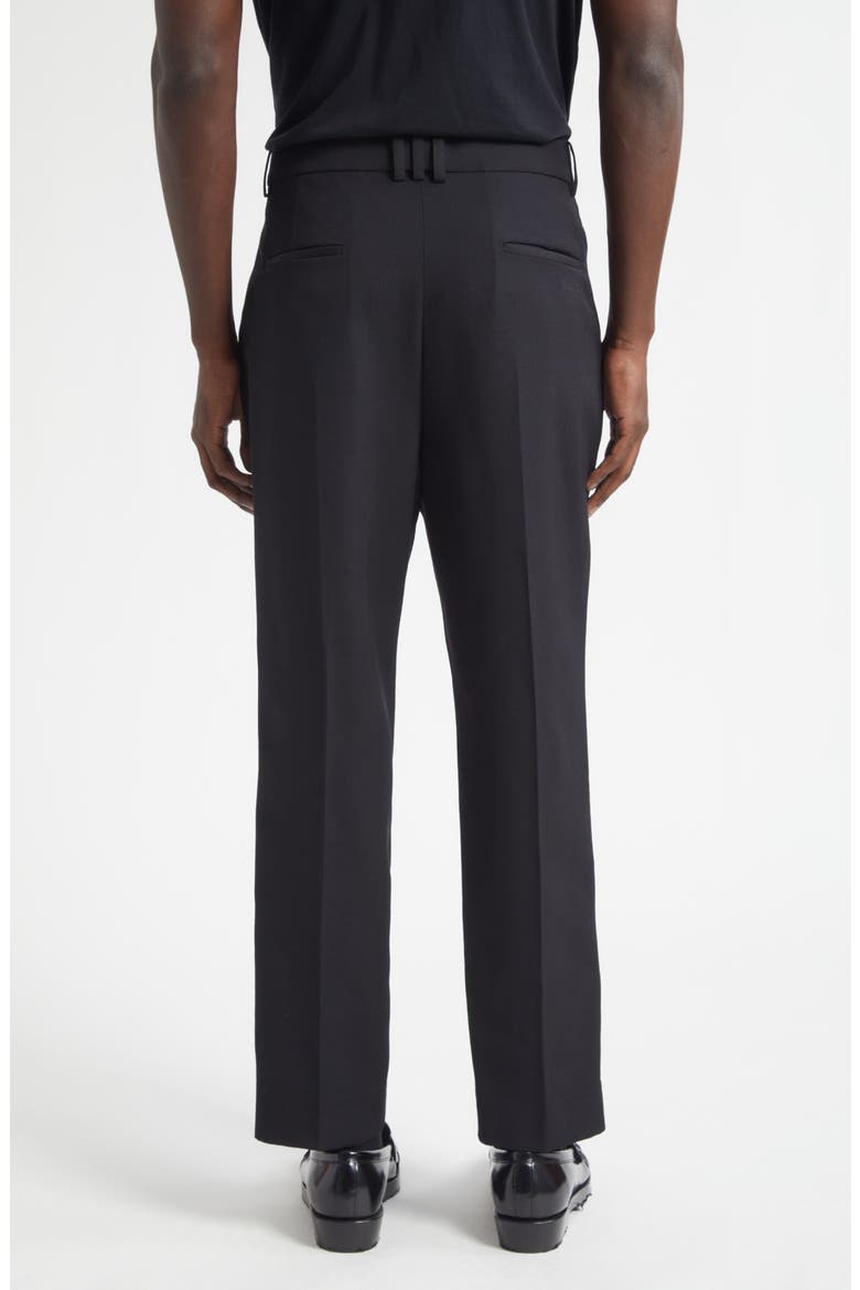 Pleated Pinstripe Straight Leg Wool Pants, Alternate, color, 0PA BLACK