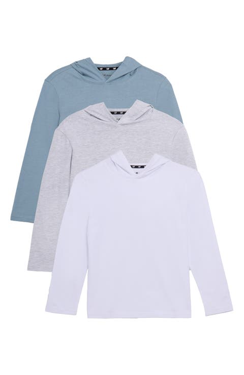 Kids' 3-Pack Hooded Long Sleeve Cotton T-Shirts (Big Kid)