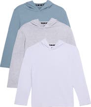 XRAY Kids' 3-Pack Hooded Long Sleeve Cotton T-Shirts