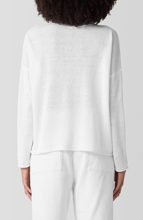Eileen Fisher Crewneck Organic Linen & Organic Cotton Sweater In White