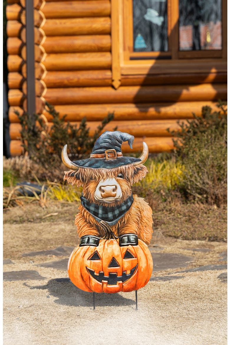 Halloween Metal Cat Dog or Cow Yard Stakes, Alternate, color, Black