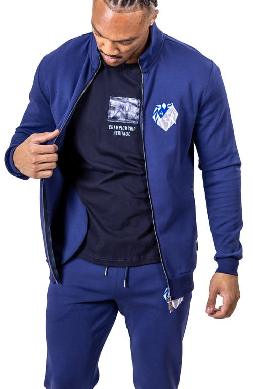 Maceoo Zipper Ascension86 Blue Knit Track Jacket In Blue