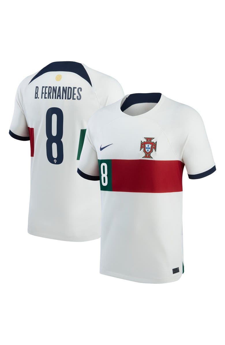 Nike Men's Nike Bruno Fernandes White Portugal National Team 2022/23 Away Breathe Stadium Replica Player Jersey, Main, color,
