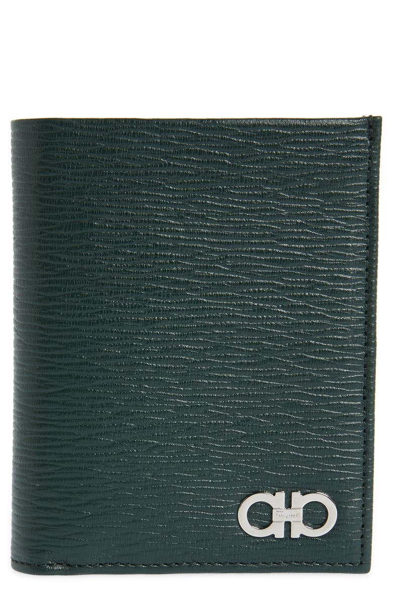 FERRAGAMO Revival Double Gancio Leather Bifold Card Case, Main, color, 