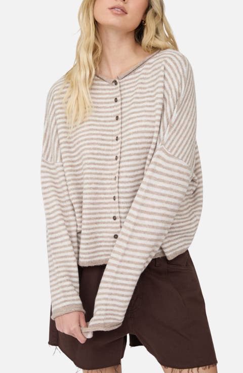 Striped Raw Edge Cardigan