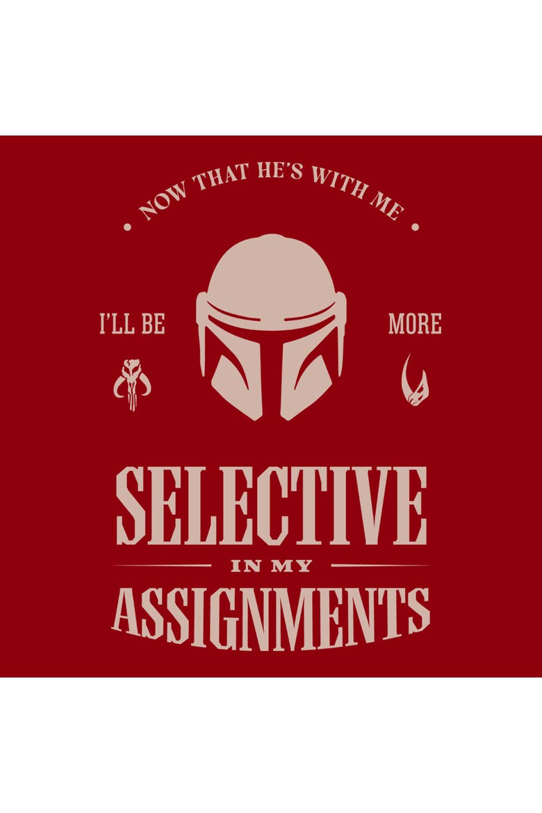 Mens Star Wars The Mandalorian and Grogu Selective In My Assignments T Shirt, Alternate, color, Cardinal