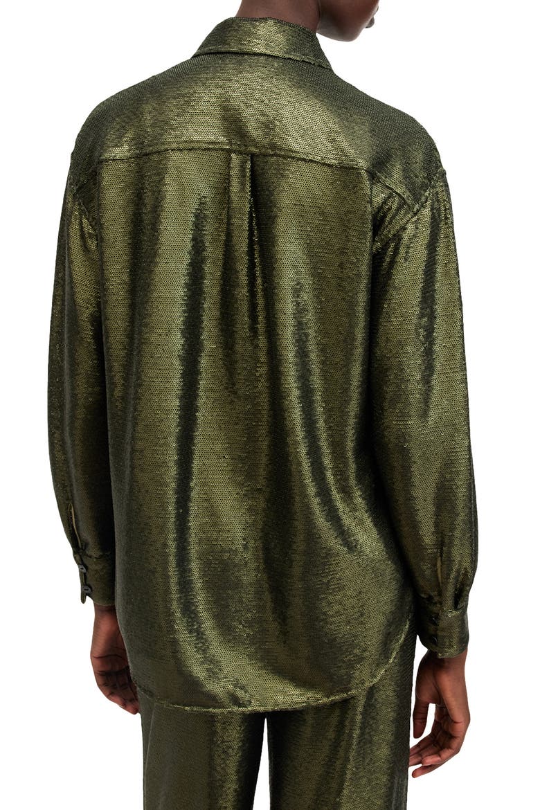 Charli Sequin Relaxed Fit Button-Up Shirt, Alternate, color, OLIVE GREEN