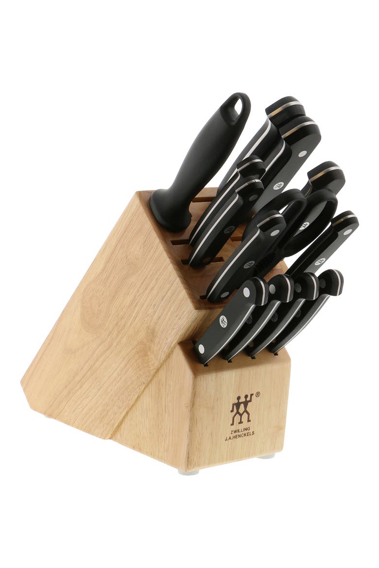Gourmet 14-Piece Knife Block Set, Main, color, BLACK