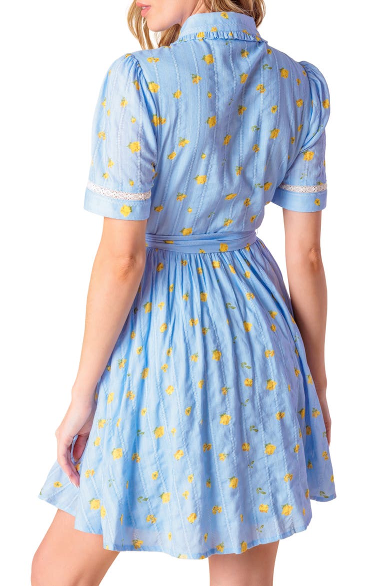Floral Short Sleeve Fit & Flare Cotton Shirtdress, Alternate, color, LIGHT BLUE