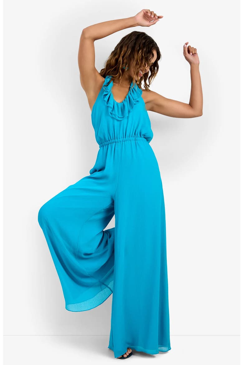 Jacksonville Georgette Jumpsuit, Alternate, color, Coastal Cyan