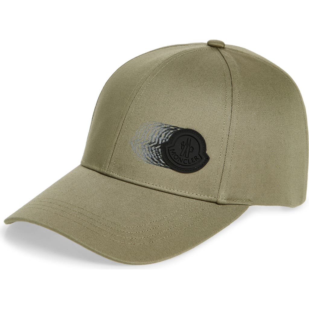 Moncler Logo Cotton Baseball Cap In Green