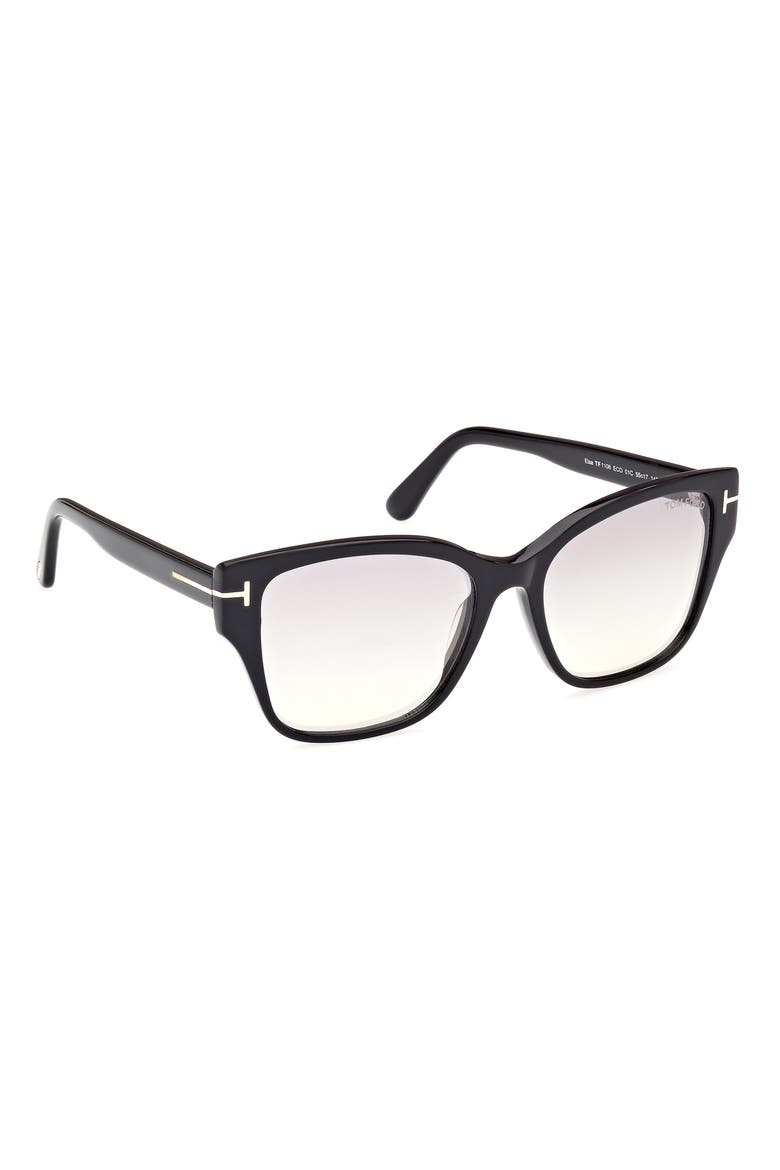 Elsa 55mm Butterfly Sunglasses, Alternate, color, BLACK ECO / T LOGO