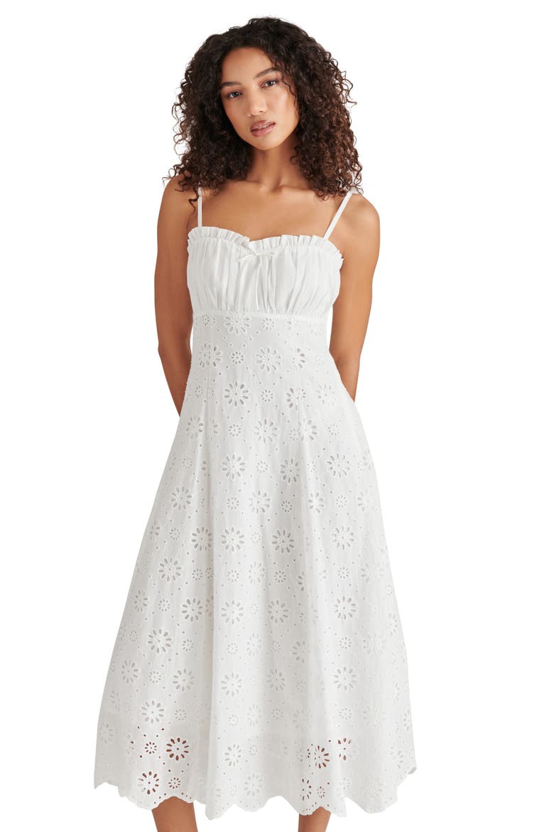 Ava Cotton Eyelet Midi Dress, Alternate, color, WHITE
