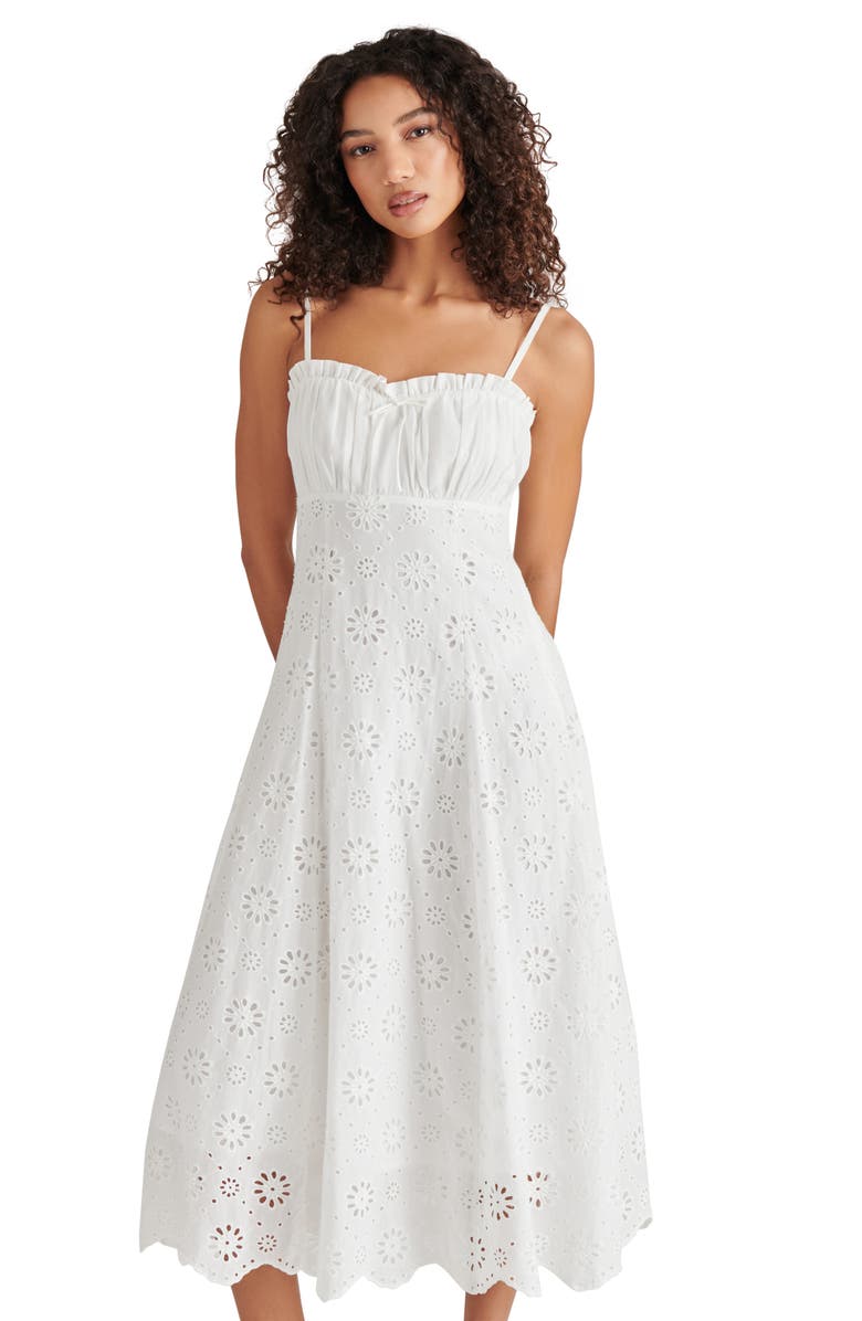 Steve Madden Ava Cotton Eyelet Midi Dress, Alternate, color, White