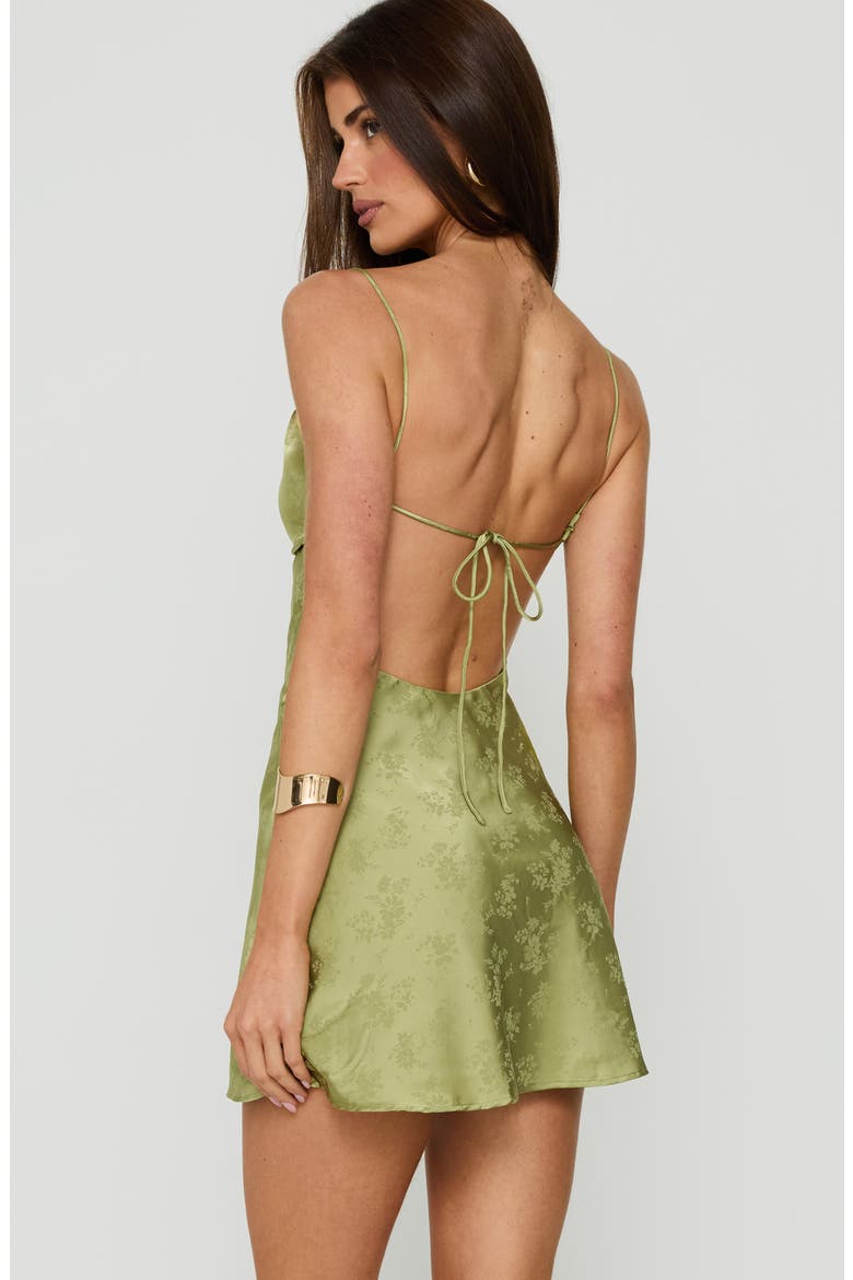 Clemence Floral Satin Minidress, Alternate, color, MINT GREEN