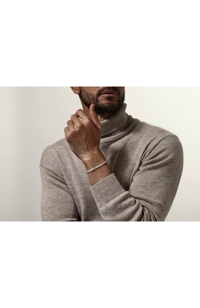 Jan Leslie Labradorite Beaded Stretch Bracelet With Antique Sterling Silver Spacers, Alternate, color, Grey