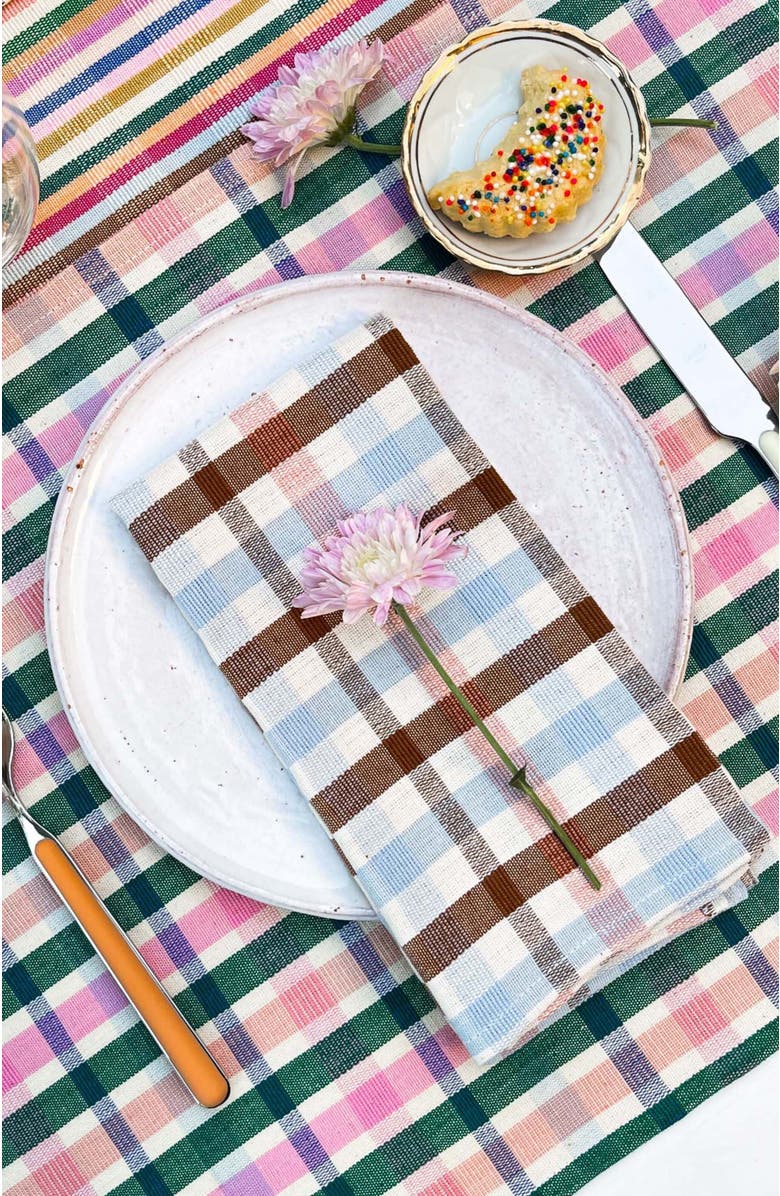 Archive New York Handwoven Classic Plaid Cotton Napkins, Set of 4, Alternate, color, Brown