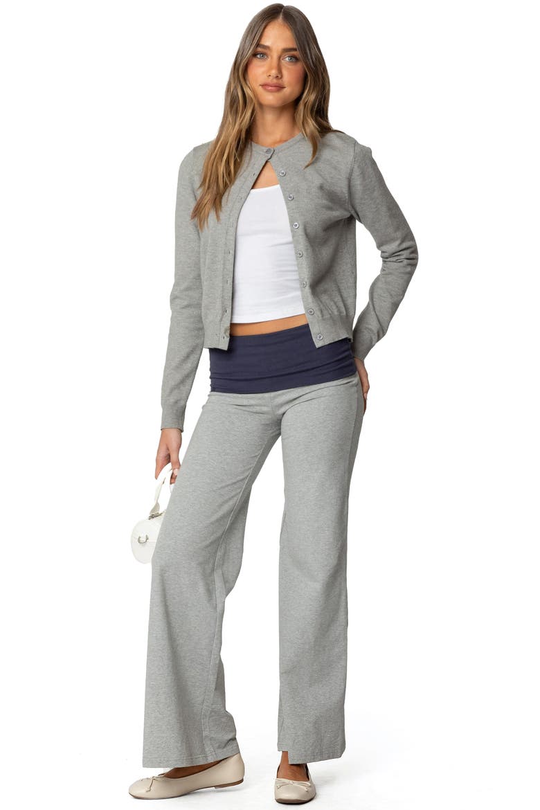 Contrast Foldover Wide Leg Pants, Alternate, color, GRAY-MELANGE