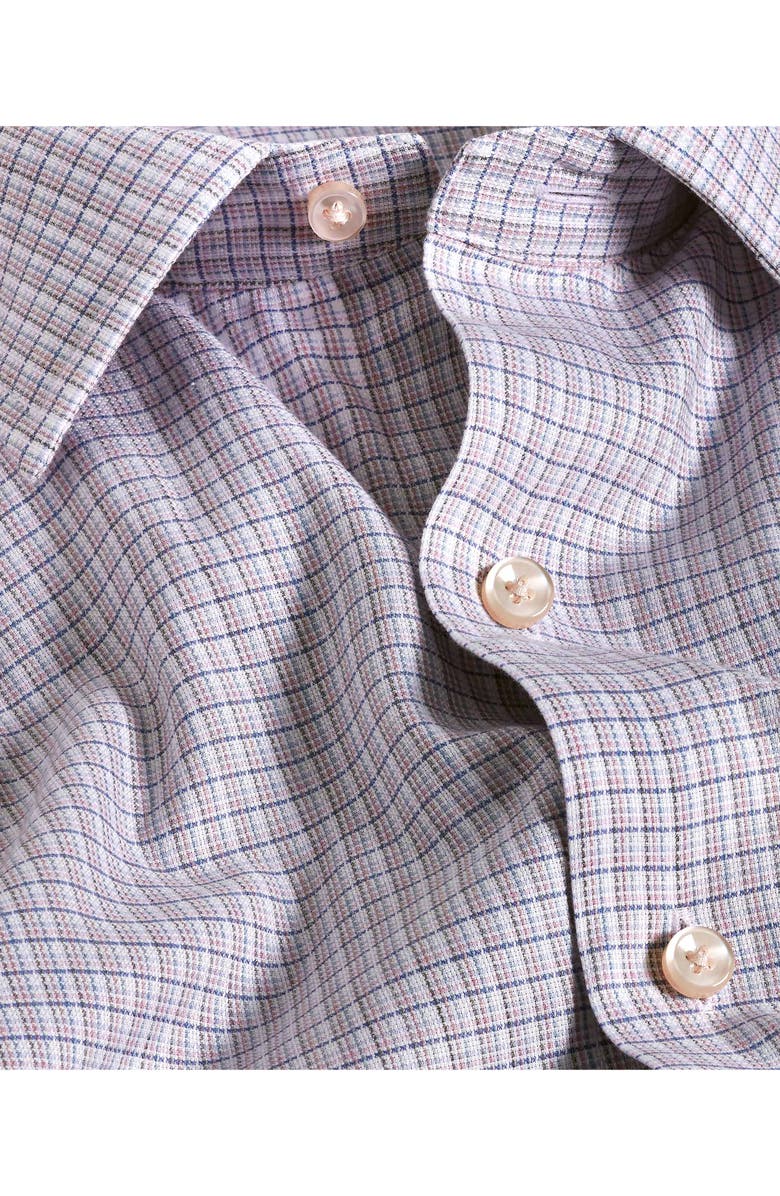 David Donahue Cotton & Cashmere Micro Check Sport Shirt, Alternate, color, Pearl Multi