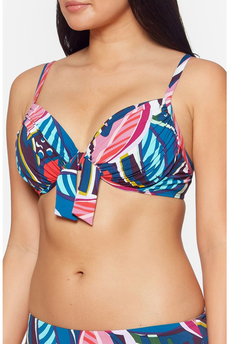 Absolutely Fabulous Tie Front Underwire Bikini Top, Alternate, color, BLUE MULTI