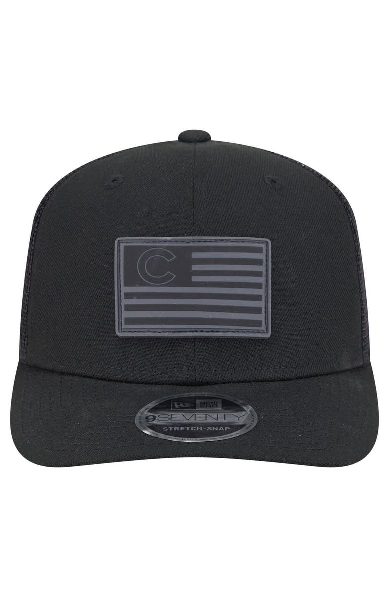New Era Men's New Era Black Chicago Cubs Tonal Flag 9SEVENTY Stretch-Snap Hat, Alternate, color, 