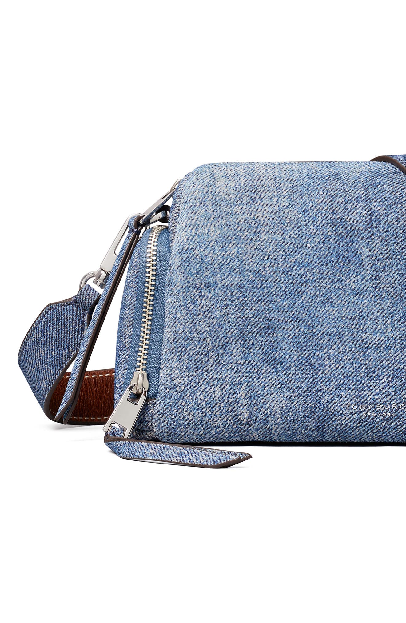 Tory Burch Perry Suede Crossbody Bag, Alternate, color, Blue Jean