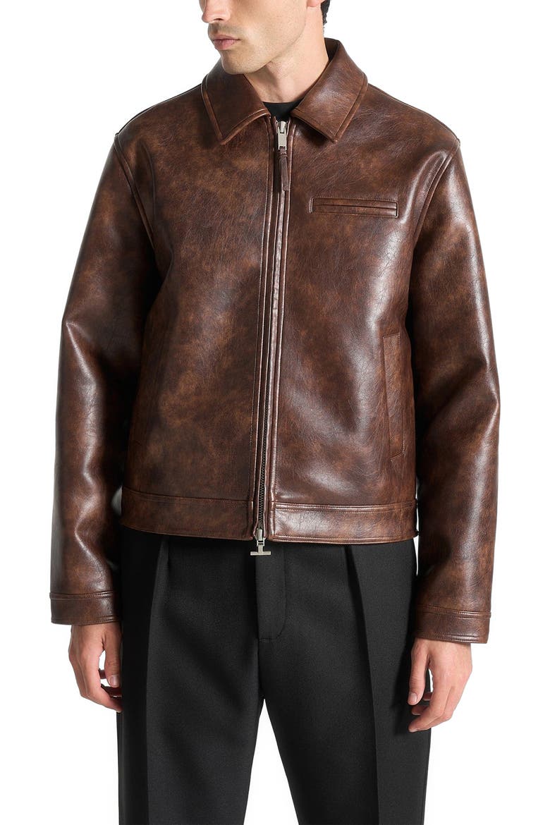 Laurent Vintage Leather Jacket, Alternate, color, Brown