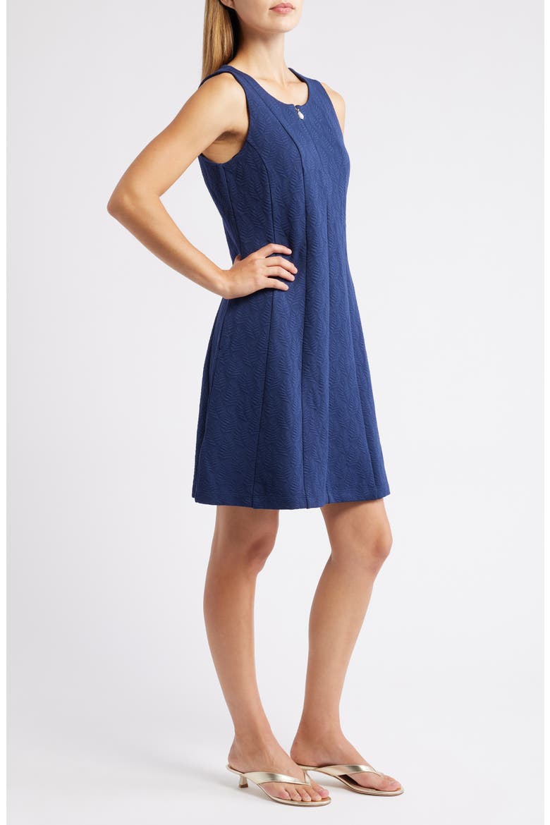 Darcy Jacquard Sleeveless Fit & Flare Dress, Alternate, color, COASTLINE