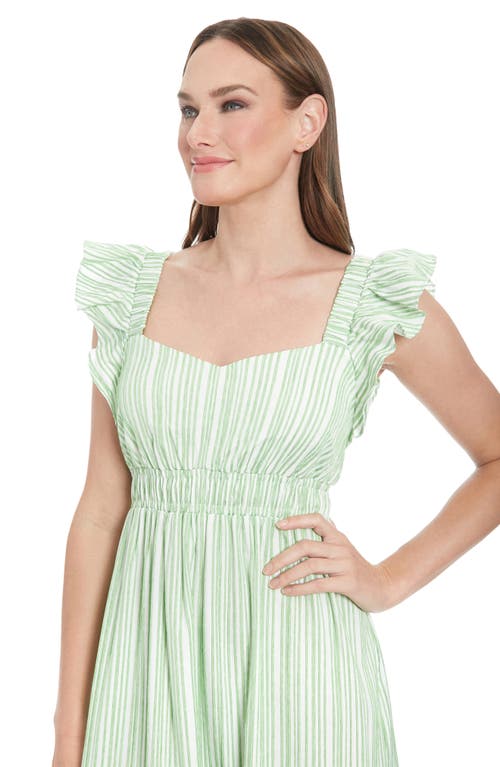 London Times Midi Dress In Green/white