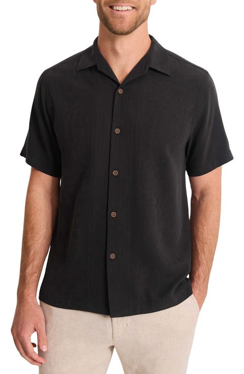 Maui Border Short Sleeve Silk Button-Up Shirt (Big & Tall)