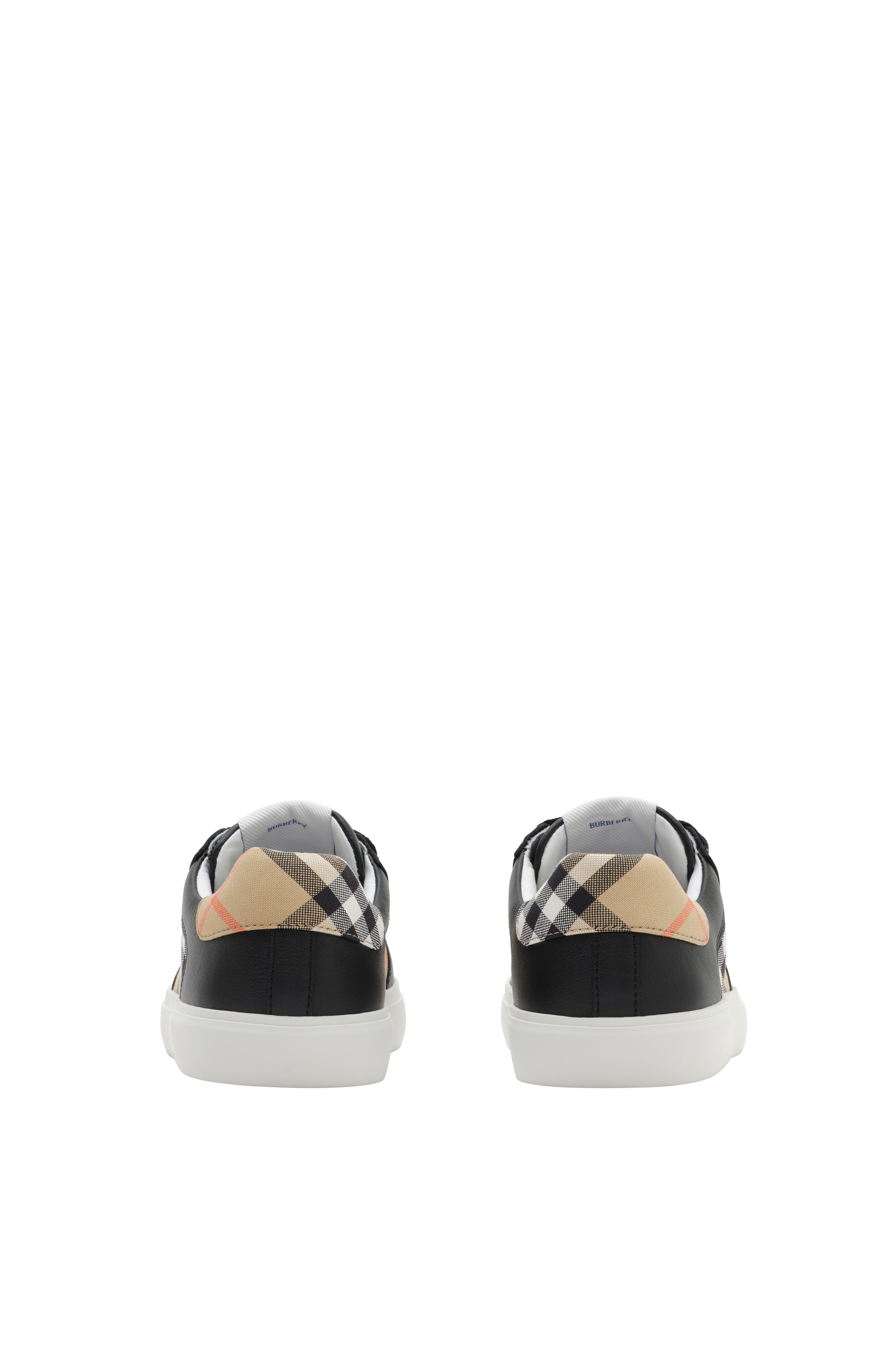 Check and Leather Sneakers, Alternate, color, Black/sand beige